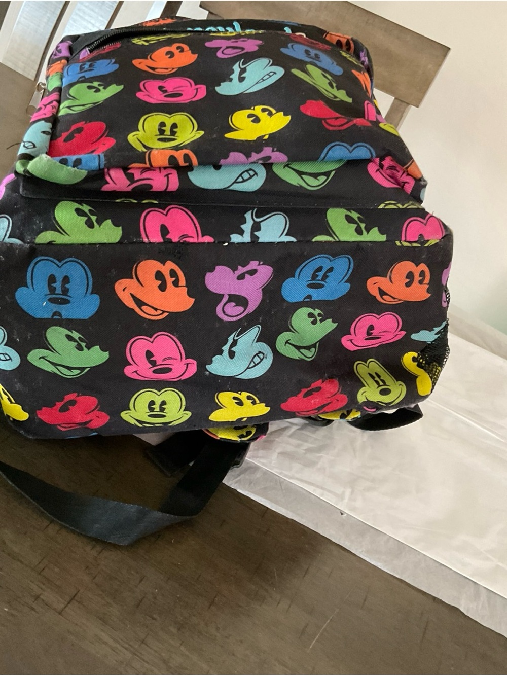 Disneyland Resort Mickey Mouse Faces Backpack Rainbow Embroidered Multicolor Zip - Picture 11 of 12